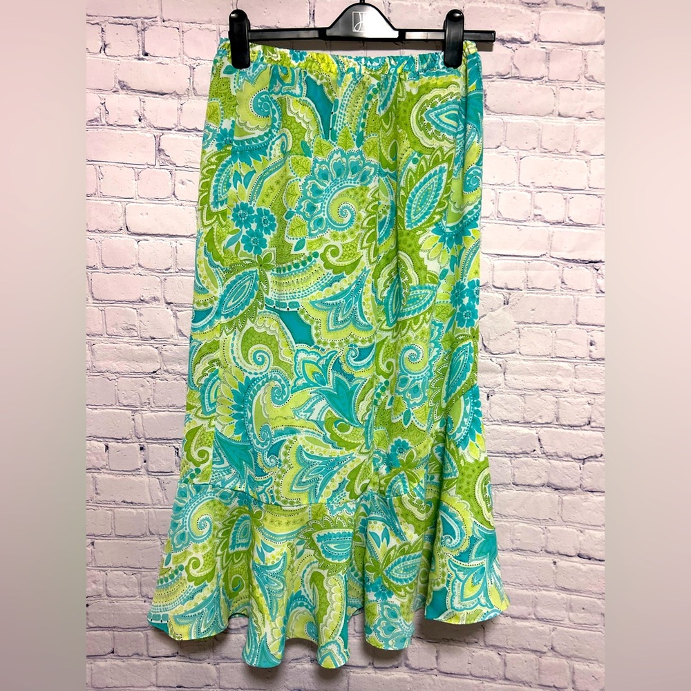 Bohemian Paisley Maxi Skirt in Green & Turquoise